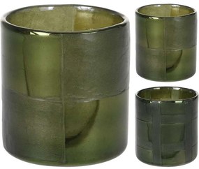 Suport lumanare din sticla, 10x11cm, culoare verde