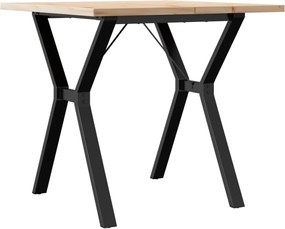 vidaXL Masă bucătărie, cadru Y, 80x80x75,5 cm lemn masiv pin și Oţel