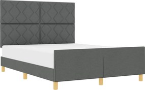 vidaXL Cadru de pat cu headboard Gri închis 160 x 200 cm țesătură