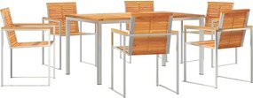vidaXL Set de masă pentru grădină 7 pcs Maro Lemn Solid de Acacia
