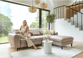 Colțar maro deschis extensibil/cu spațiu de depozitare cu tapițerie din catifea (cu colț pe partea stângă/cu șezlong) Foble – ELTAP