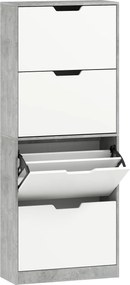 HOMCOM Scarpieră Economisitoare de Spațiu Modernă cu 4 Ante pentru 16 Perechi de Pantofi, 62.5x26x156 cm, Gri Ciment | Aosom Romania