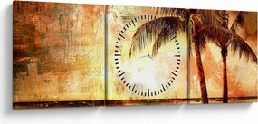 Tablou - Palmieri pe plajă (cu ceas) (90x30 cm)