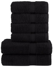 vidaXL Set de prosoape premium SOLUND, 6 piese, negru, 600 g/m²