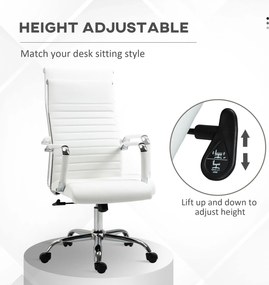 Vinsetto Scaun de birou ergonomic din piele ecologică, cu rotire și balans, 54x62x104-114 cm, alb | Aosom Romania