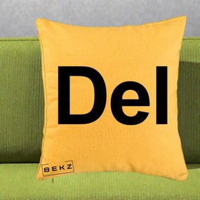 Perna Personalizata Tasta Del Tipografie Bold, 40x40 cm, Galben, Husa Detasabila, Perna Inclusa, BEKZ®