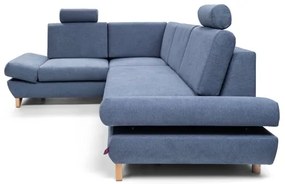 Colțar extensibil tapițat AVESTA, cu spațiu de depozitare, în formă de L, orientare stânga, albastru