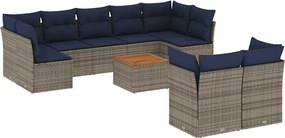 vidaXL Set canapele de grădină cu perne, 10 piese, gri, poliratan