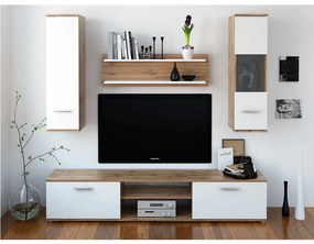 Mobilier pentru living, stejar wotan/alb, WAW NEW