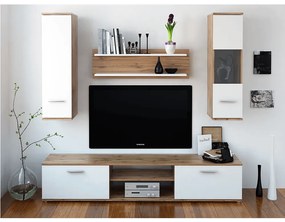 Mobilier pentru living, stejar wotan/alb, WAW NEW