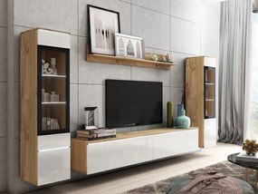 Mobilier living Selwyn II (wotan + Alb lucios ) (iluminat LED Alb). 1054053