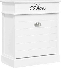 vidaXL Pantofar, alb, 50 x 28 x 58 cm, lemn de paulownia