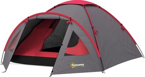 Outsunny Cort de camping pentru 2 persoane, ușor, stabil, rezistent la apă, UV 50+ cu verandă, ușă, ferestre, podea Gri | Aosom Romania
