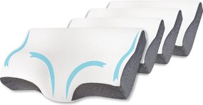 Set 4X perne cu suport pentru gat din spuma cu memorie Suporto®️ Aura, 60 x 34 x 11/7 cm cu perforatii