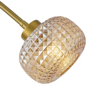 Lampă de podea de design alamă cu sticlă ambră 2 lumini - Brianna