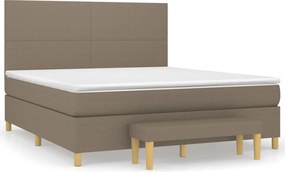 vidaXL Pat continental cu saltea, gri taupe, 180x200 cm, textil