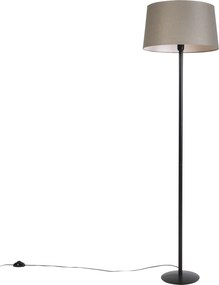 Lampă de podea neagră cu abajur din in taupe 45 cm - Simplo