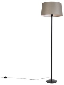 Lampă de podea neagră cu abajur de in taupe 45 cm - Simplo