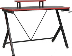 Masa birou B-202, negru mat/rosu, PAL/metal, 120x60x80 cm