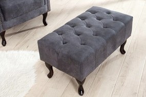 Taburet/ Suport picioare clasic stil englezesc Chesterfield gri antic