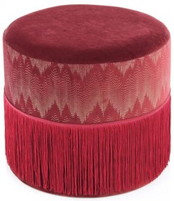 Puf/ Taburet tapitat cu franjuri Cleopatra Bordeaux