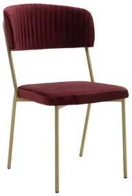Scaun Bucatarie/Dining Lavian Catifea Rosu Bordo Picioare Metalice Aurii