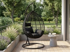 Fotoliu suspendat negru KOKON CARLO cu suport