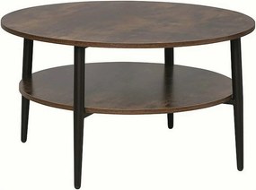 Masuta cafea ELLA A, maro rustic/negru mat, PAL/metal, 80x45 cm