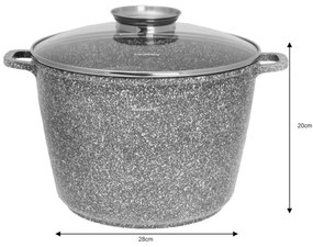 Oală cu capac 28 cm, 10L – Klausberg KB 7526, antiaderentă, gri, ideală pentru gătit în familie, strat marmură, pentru toate plitele