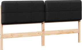 vidaXL Tăblie tapițată Maro și negru 180 cm Lemn de pin masiv