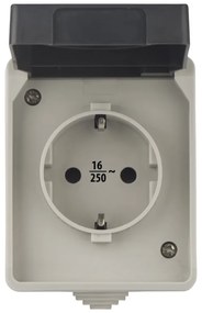 Priza simpla cu impamantare si protectie, cu capac, 16A, montaj aplicat, protectie IP44, pentru exterior, Emos
