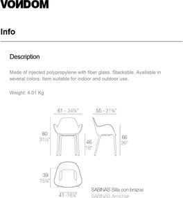 Set de 4 Scaune moderne cu brate de exterior / interior design premium SABINAS ARMCHAIR 45012 Vondom
