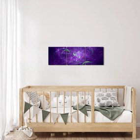 Tablou -abstracție violetă (cu ceas) (90x30 cm)