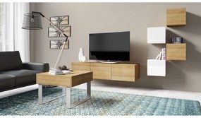 Mobilier living Calabria C21 (Alb + Stejar auriu) (fără iluminat). 1051678