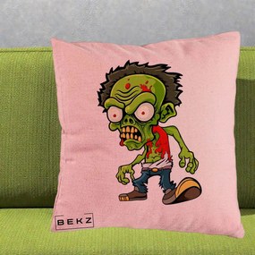 Perna Decorativa Zombie Halloween, 40x40 cm, Roz, Husa Detasabila, Perna Inclusa, BEKZ®