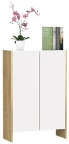HOMCOM Dulap Depozitare 2 Uși 2 Compartimente Lemn Alb Stejar 60x25x90cm pentru Living sau Birou | Aosom Romania