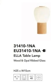 Veioza, Lampa de masa din lemn si sticla Ella