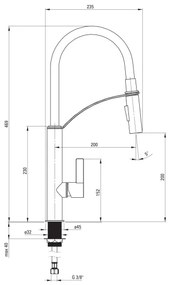 Deante BGB_B720 - Baterie chiuvetă GERBERA negru/crom cu braț flexibil