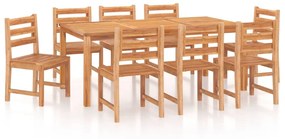 3157192 vidaXL Set mobilier de grădină, 9 piese, lemn masiv de tec