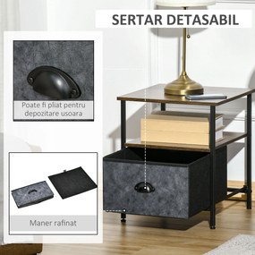 HOMCOM noptiera stil industrial, cu sertar, 40x40x46.9 cm | AOSOM RO