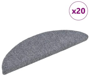 vidaXL Covorașe autoadezive pentru scări, 20 buc., 56x17x3 cm, gri deschis, semirotunde