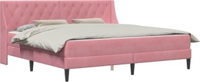 vidaXL Cadru de pat cu saltea cu saltea Roz 200 x 200 cm Catifea
