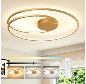 Brilagi-LED Lampă de tavan dimmabilă TWISTER, LED 105 W, 230 V, Ø 100 cm, auriu + telecomandă