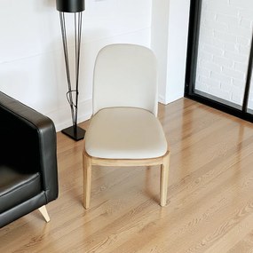 Scaun de sufragerie, natural/bej, piele ecologică, ZENTRA