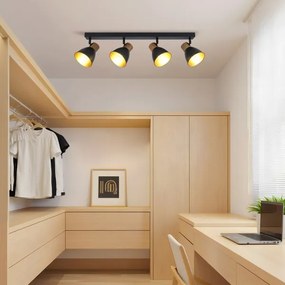 Brilagi - Corp de iluminat cu spoturi ODENSE 4xE14/10W/230V lemn/negru