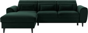 Colțar verde închis extensibil/cu spațiu de depozitare cu tapițerie din catifea (cu colț pe partea stângă/cu șezlong) Foble – ELTAP