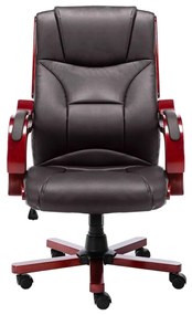 20565 vidaXL Scaun de birou, maro, piele naturală