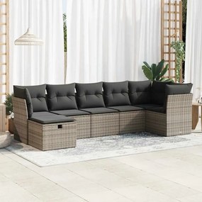 vidaXL Set canapele de grădină, 7 piese, cu perne, gri, poliratan