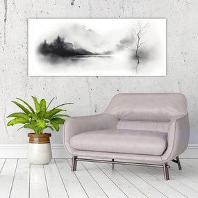 Tablou - pictură cu cerneală de peisaj (120x50 cm)