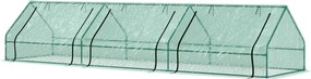 Outsunny Seră pentru Grădină Impermeabilă și Rezistentă la UV cu 3 Ferestre Rulante, 400x100x80 cm, Verde | Aosom Romania